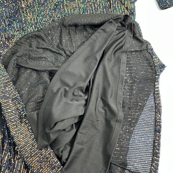 Torrid Sequins Mini Dress Size 10 Black Stretchy Cocktail Party Glam Fit Flare - Picture 8 of 13